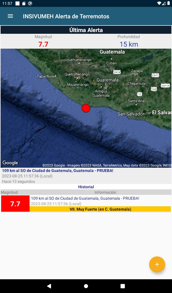 INSIVUMEH Alerta de Terremotos screenshot
