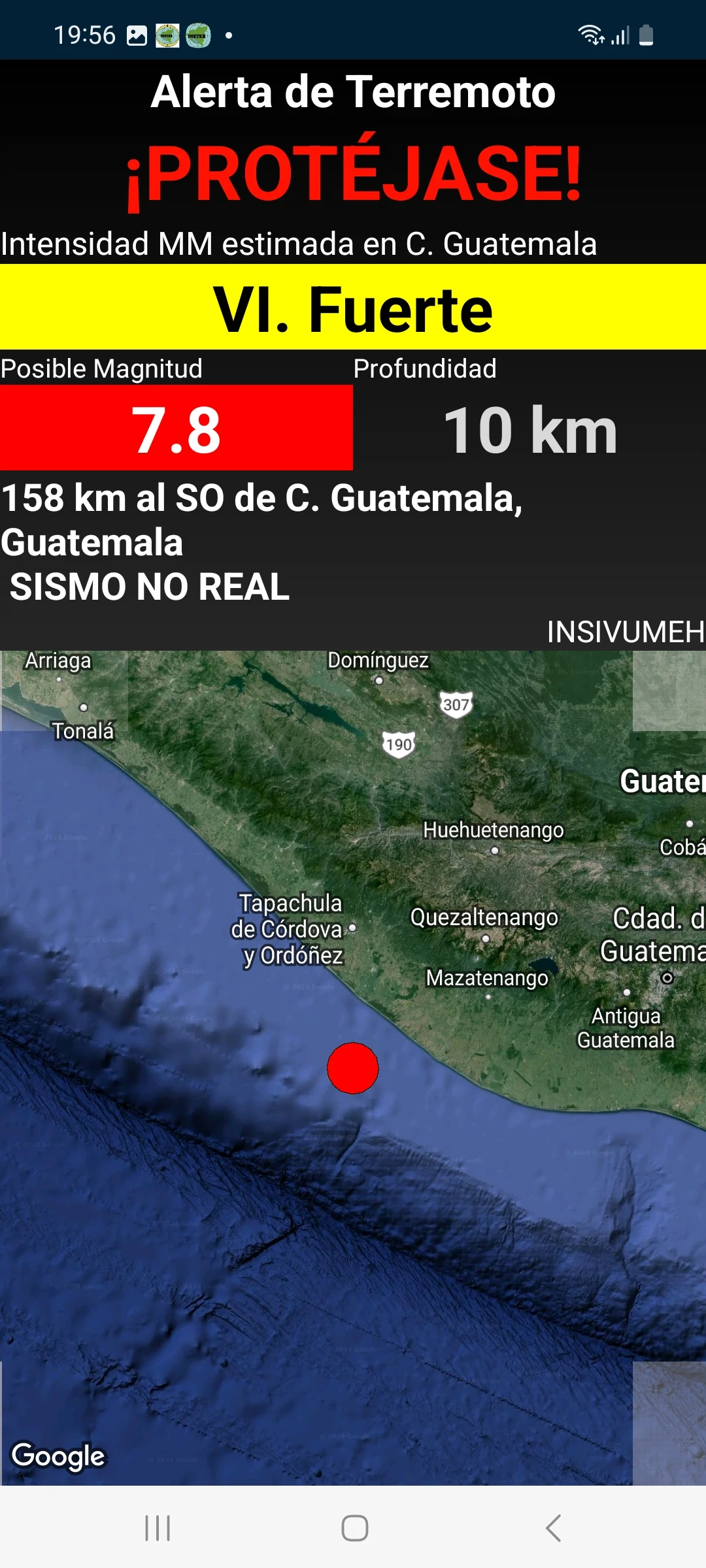 INSIVUMEH Alerta de Terremotos screenshot