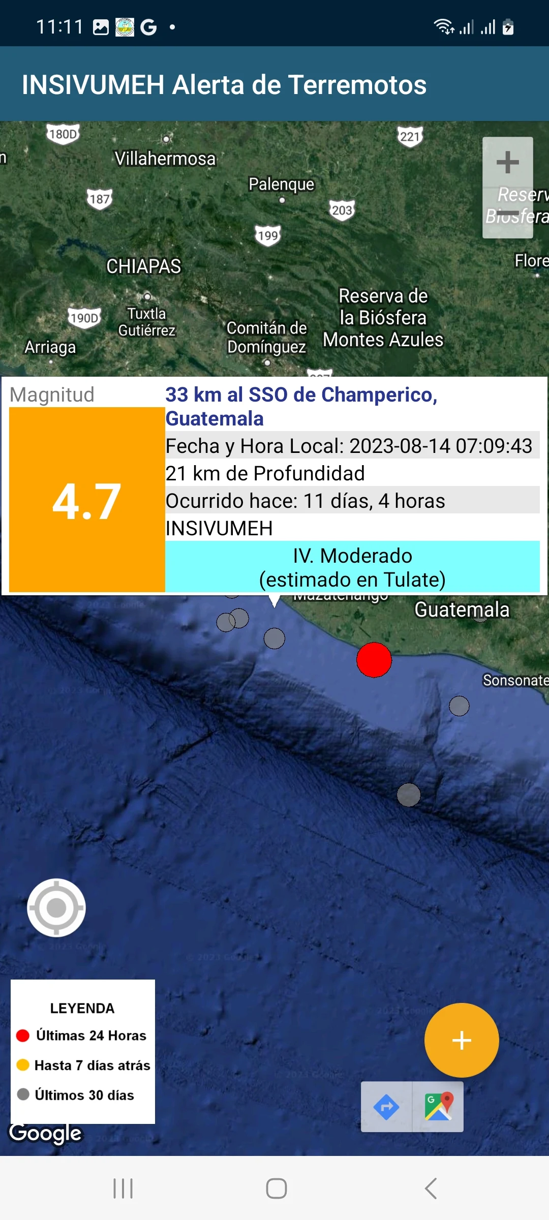 INSIVUMEH Alerta de Terremotos screenshot