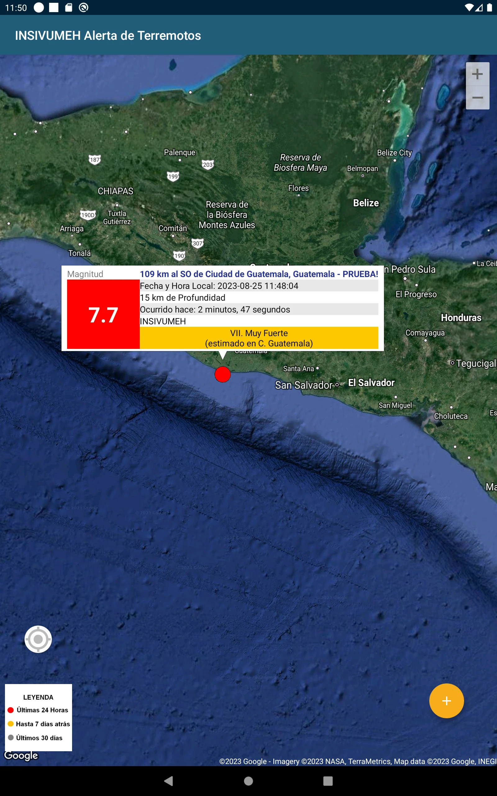INSIVUMEH Alerta de Terremotos screenshot