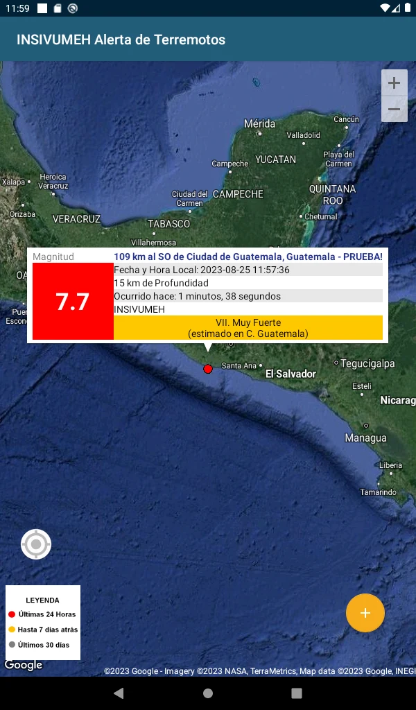 INSIVUMEH Alerta de Terremotos screenshot